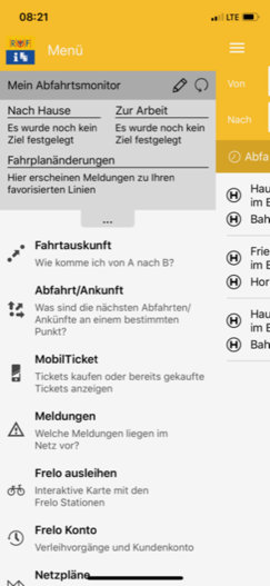 Beispiel Screenshot MobilTicket für iOS persönlicher Bereich