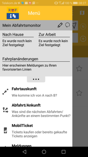 Beispiel Screenshot MobilTicket für Android persönlicher Bereich